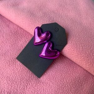 Chunky Purple heart shaped earrings